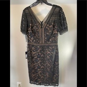 Tadashi Shoji size 12 black lace illusion dress
